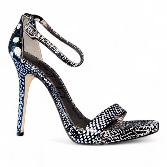 Sam Edelman Size 10 Snakeskin Polka Dot Ankle Strap Stiletto Heels‎ Sandals - Picture 1 of 12